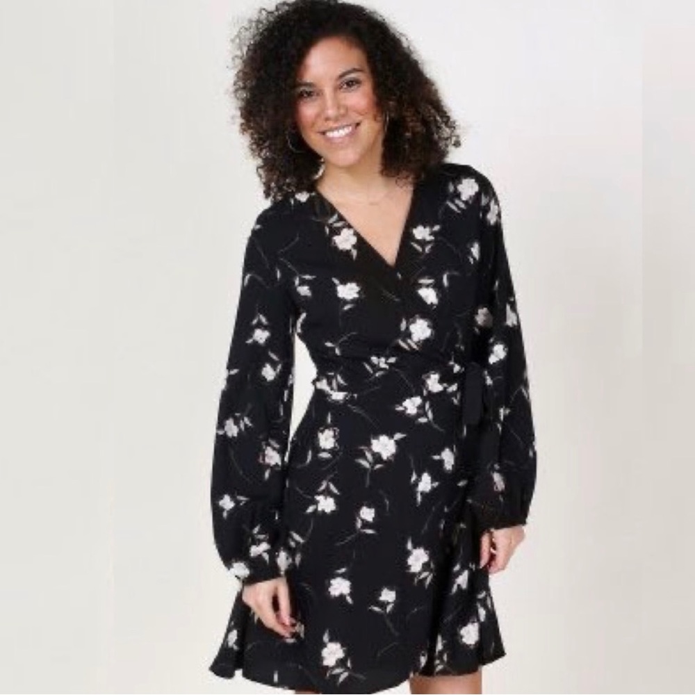 NWOT Altar’d State Black Floral Wrap Dress